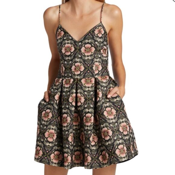 Alice + Olivia Madison Floral Spaghetti Strap Dress Size 8 - Picture 1 of 4